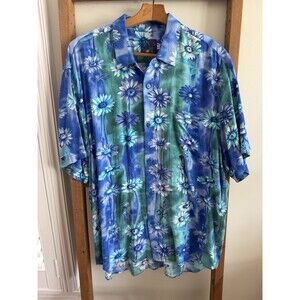 Jams World Shirt Mens Large Blue Floral Hawaiian Aloha Made in Hawaii Brooks